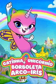 Poster da série Gatinha Unicórnio Borboleta Arco-Íris