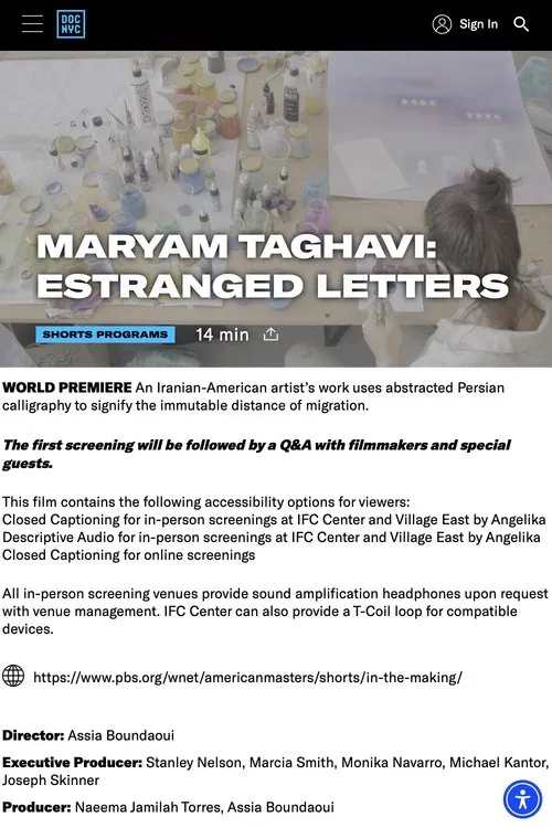 Maryam Taghavi: Estranged Letters movie poster